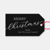 Zwart modern minimalistisch Prettig kerstfeest Cadeaulabel (Voorkant (Horizontaal))