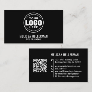 Zwart Modern Minimalistisch Professioneel Logo QR  Visitekaartje