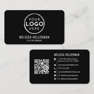 Zwart Modern Minimalistisch QR-code Professioneel Visitekaartje