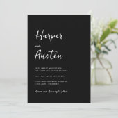 Zwart Modern Minimalistisch Script Trouwen Kaart (Staand voorkant)
