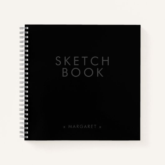 Zwart modern, minimalistisch speciaal aangepast za notitieboek (Voorkant)