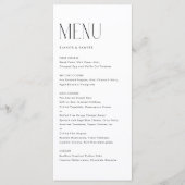 Zwart Modern Minimalistisch Typografie Bruiloft Menu (Voorkant)