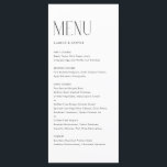 Zwart Modern Minimalistisch Typografie Bruiloft Menu<br><div class="desc">menukaart met moderne typografie. Personaliseer door datum en maaltijdkeuze toe te voegen. Deze minimalistische menukaart is ideaal voor bruiloften,  baby showers,  vrijgezellenfeesten,  verjaardagen en meer.</div>