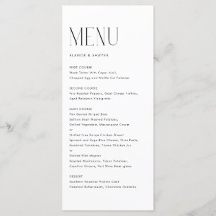 Zwart Modern Minimalistisch Typografie Bruiloft Menu