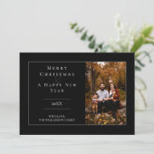 Zwart Modern Minimalistische foto vakantie Kaart (Staand voorkant)