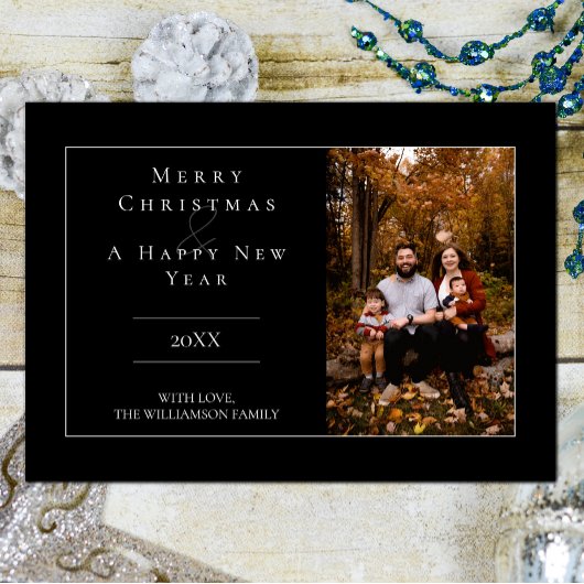 Zwart Modern Minimalistische foto vakantie Kaart