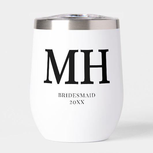 Zwart Modern Monogram Chic Bachelorette Bruidsmeis (Voorkant)