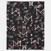 Zwart Modern monogram Fleece Deken (Voorkant)