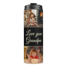 Zwart Modern Monogram Foto Love You Opa Thermosbeker