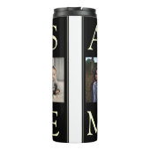 Zwart Modern Monogram Foto Love You Opa Thermosbeker (Achterkant)