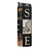 Zwart Modern Monogram Foto Love You Opa Thermosbeker (Geroteerd rechts)