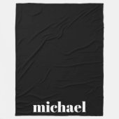 Zwart Modern Monogram Gepersonaliseerde Naam Fleece Deken (Voorkant)