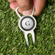 Zwart Modern Monogram Golfbal Grafisch
