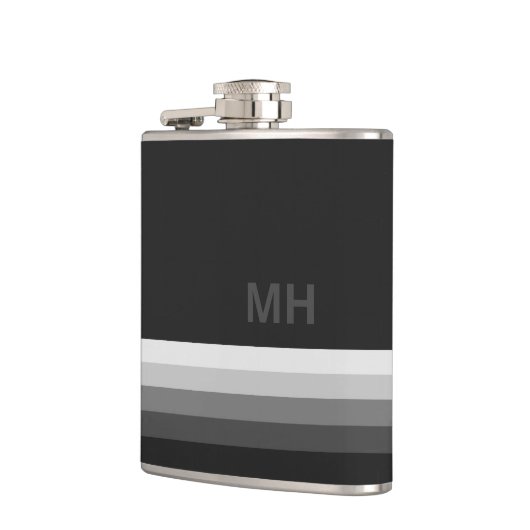 Zwart modern monogram heupfles (Links)