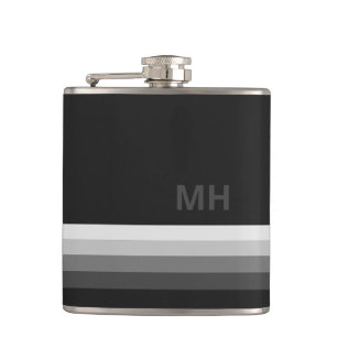 Zwart modern monogram heupfles