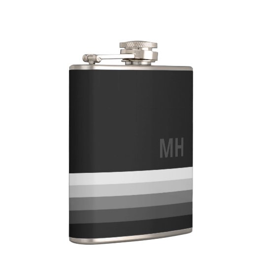 Zwart modern monogram heupfles (Rechts)