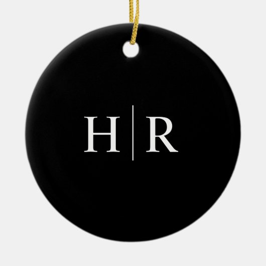 Zwart modern monogram keramisch ornament (Voorkant)