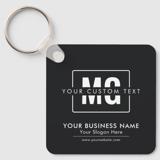 Zwart Modern Monogram Logo Promotiebedrijf Sleutelhanger (Voorkant)