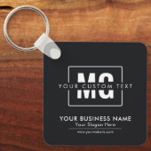 Zwart Modern Monogram Logo Promotiebedrijf Sleutelhanger (Voorkant)