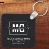 Zwart Modern Monogram Logo Promotiebedrijf Sleutelhanger (Achterkant)