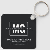 Zwart Modern Monogram Logo Promotiebedrijf Sleutelhanger (Achterkant)