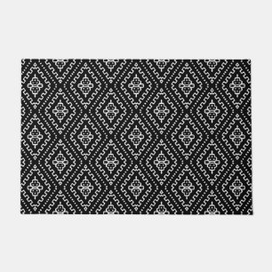 Zwart Modern Mudcloth Geometrisch Etno Patroon Deurmat