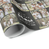 Zwart modern multi foto Kerstman Kerstmis Cadeaupapier (Rol Hoek)