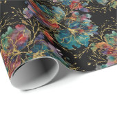 Zwart modern multicolor met nepgloei cadeaupapier (Rol Hoek)