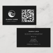 Zwart modern ontwerp| Visitekaartje met QR-code (Voorkant / Achterkant)