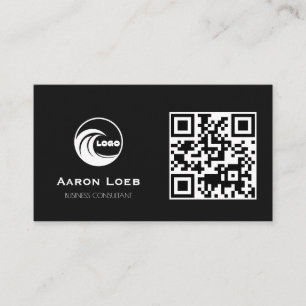 Zwart modern ontwerp Visitekaartje met QR-code