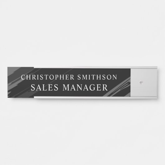 Zwart Modern Professioneel Bord Veranderlijke Kant Deurbordje (Voorkant)