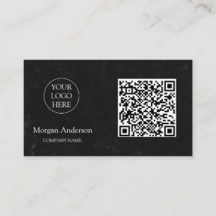Zwart Modern Professioneel QR Code Business Logo Visitekaartje