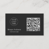 Zwart Modern Professioneel QR Code Business Logo Visitekaartje (Voorkant)