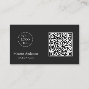 Zwart Modern Professioneel QR Code Business Logo Visitekaartje