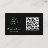 Zwart Modern Professioneel QR Code Business Logo Visitekaartje (Voorkant)