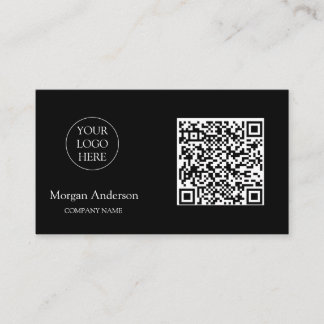 Zwart Modern Professioneel QR Code Business Logo Visitekaartje