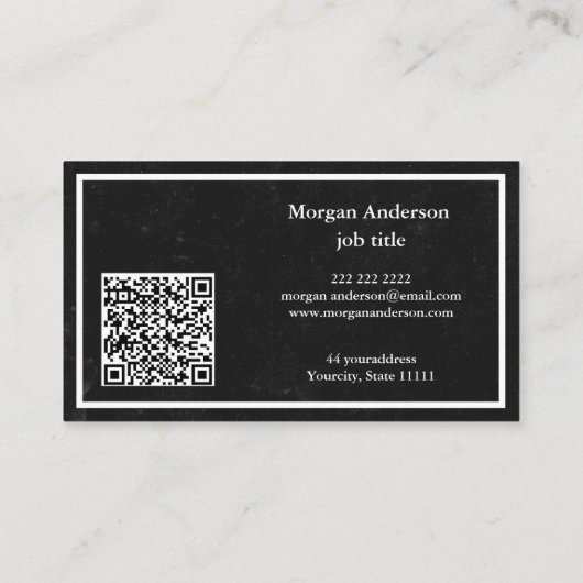 Zwart Modern Professioneel QR Code Business Logo Visitekaartje (Achterkant)