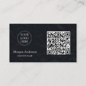 Zwart Modern Professioneel QR Code Business Logo Visitekaartje (Voorkant)