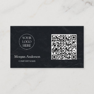 Zwart Modern Professioneel QR Code Business Logo Visitekaartje