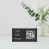 Zwart Modern Professioneel QR Code Business Logo Visitekaartje (Staand voorkant)