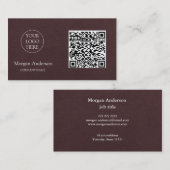 Zwart Modern Professioneel QR-code Zakelijk Logo Visitekaartje (Voorkant / Achterkant)