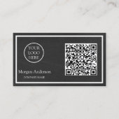 Zwart Modern Professioneel QR-code Zakelijk Logo Visitekaartje (Voorkant)