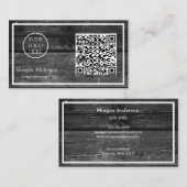 Zwart Modern Professioneel QR-code Zakelijk Logo Visitekaartje (Voorkant / Achterkant)