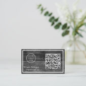 Zwart Modern Professioneel QR-code Zakelijk Logo Visitekaartje (Staand voorkant)