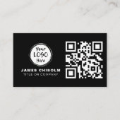 Zwart Modern Professioneel Zakelijk Logo QR Code Visitekaartje (Voorkant)