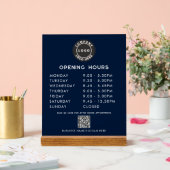 Zwart modern QR-code bedrijfslogo openingstijden Acryl Bord (Huwelijk)