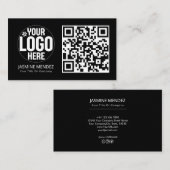 Zwart Modern QR Code Logo Visitekaartje (Voorkant / Achterkant)