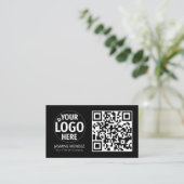 Zwart Modern QR Code Logo  Visitekaartje (Staand voorkant)