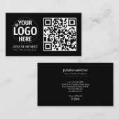 Zwart Modern QR Code Logo  Visitekaartje (Voorkant / Achterkant)