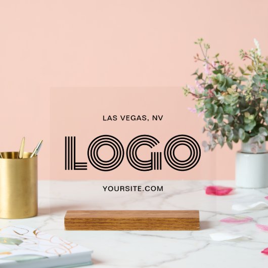 Zwart Modern Rechthoekig Logo Acryl Bord (Huwelijk)